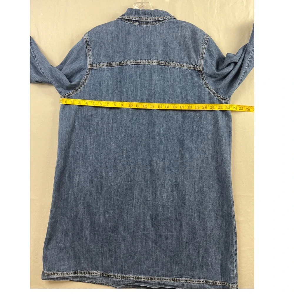 Old Navy Denim Shift Dress Womens XL Blue Long Sleeve Button Pocket Tunic - Picture 5 of 8